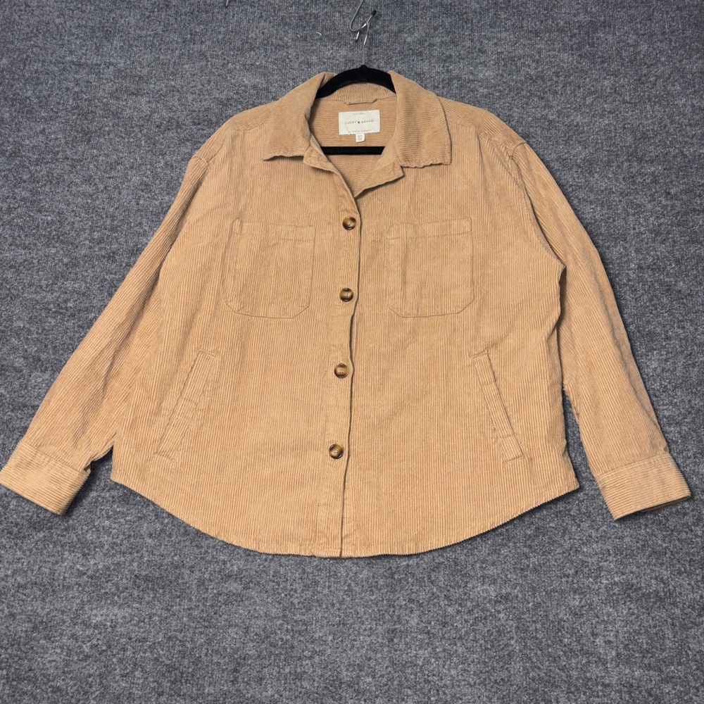 Lucky Brand Corduroy Shacket Women's Medium Tan Long Sleeve Western Button Down
